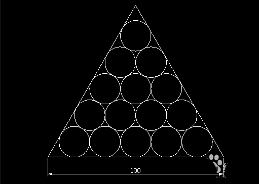 CAD正三角形中怎么畫15個(gè)相切的圓